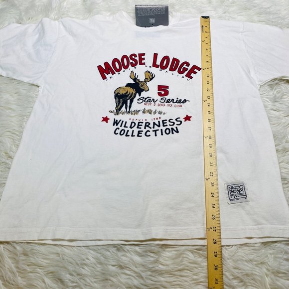 Vintage 80's Nine O Two Six Five Moose Lodge Graphic Print Men's XL White NWT - Picture 8 of 10
